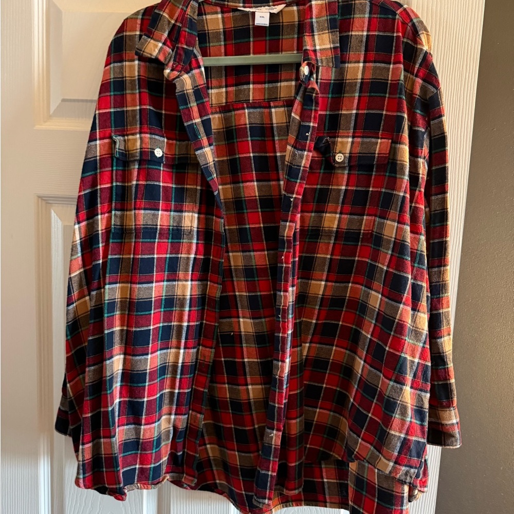 Old Navy Multicolor Plaid Boyfriend Shirt